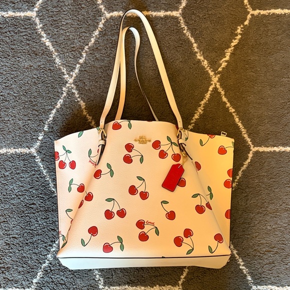 Coach Cherry Patterned Cream Tote - Picture 1 of 9
